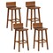 Costway 29" Wood Bar Stools Set of 2/4 with Solid Back & Seat Mid Century Bar Chairs